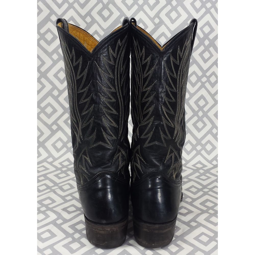 Vtg Nocona Black Leather Western Boots #3277 8.5D - Picture 4 of 13